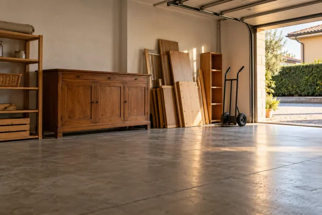 Garage con arredi da rimuovere e spazio libero: immagine illustrativa